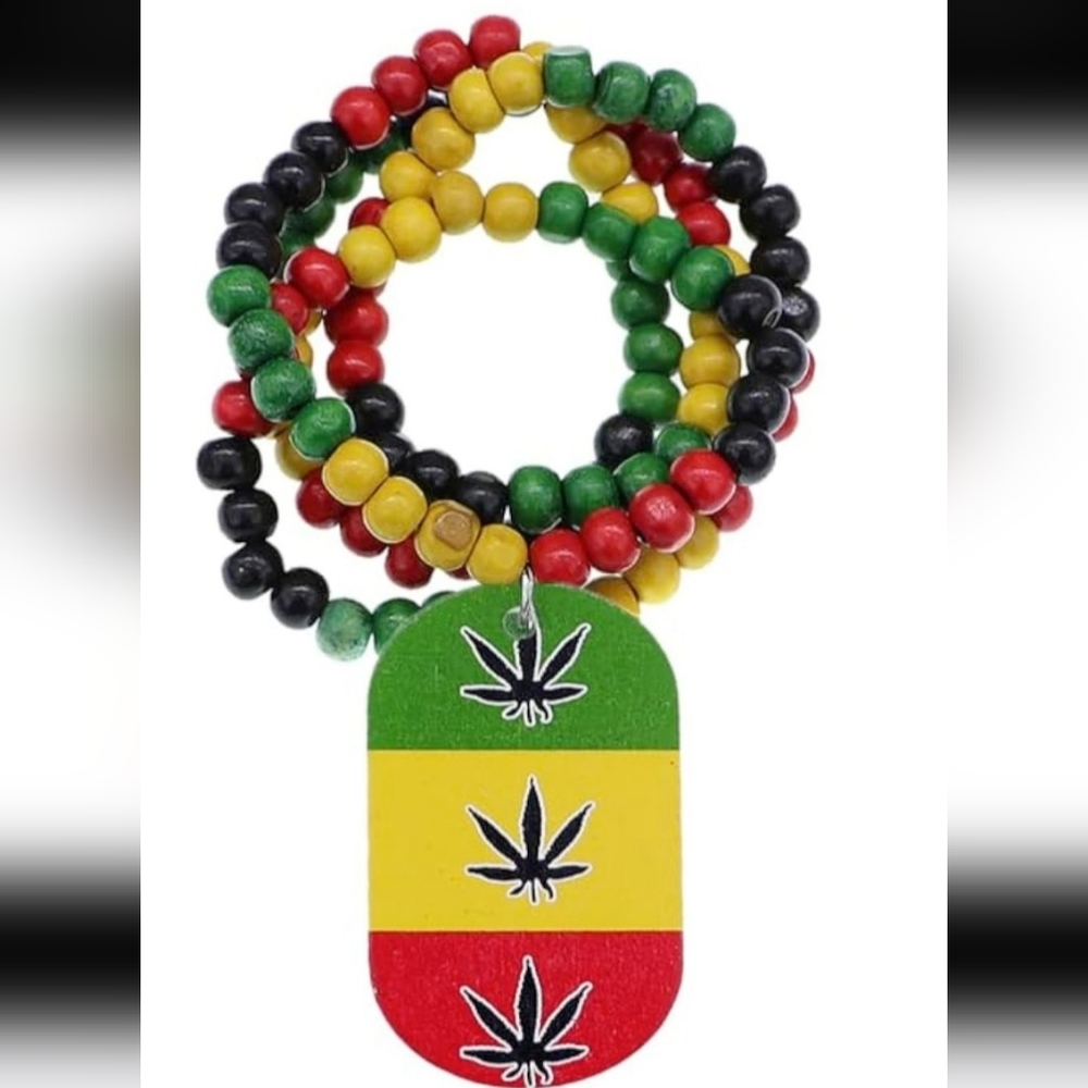 Special Offer: Rasta Wood Necklace, Rastafarian Rosary, Unisex, Hip Hop Style Ne - Picture 2 of 3